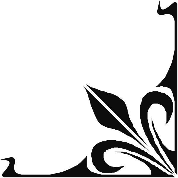 The black and white silhouette of a decorative border with floral patterns on it against an empty background.