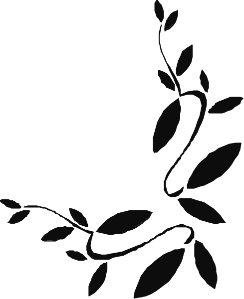 The black and white silhouette of a plant with leaves on it against an empty background.