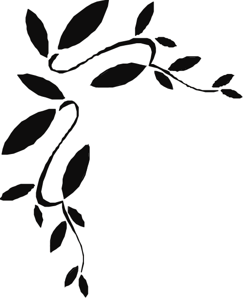 The black and white silhouette of a plant with leaves on it against an empty background.