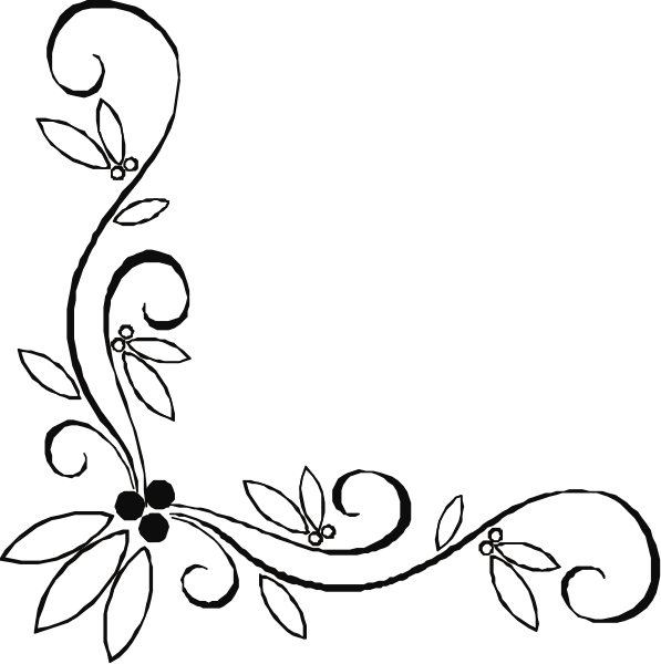 The black background features a white border with decorative swirls at each corner; there is no content within this image to provide details about any other elements that might be present in it.