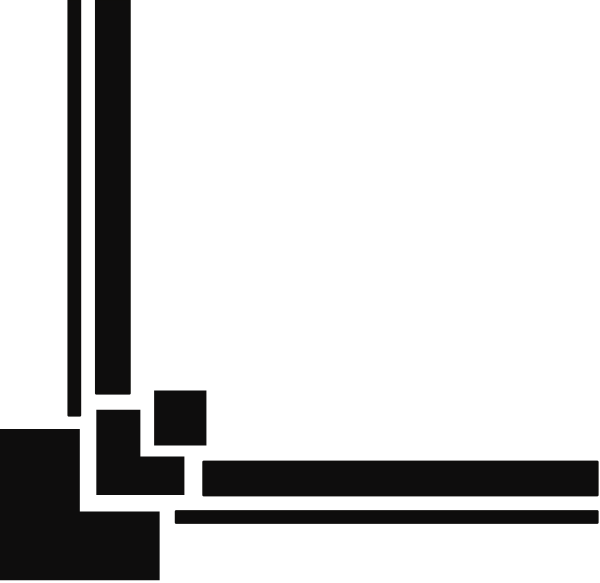 The black and white silhouette of a room with two windows on opposite walls.