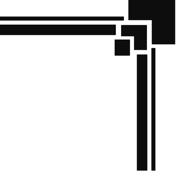 The black and white pixelated graphic shows a simple geometric structure with vertical lines forming what appears to be an abstract representation of a building or tower-like shape against a dark background.