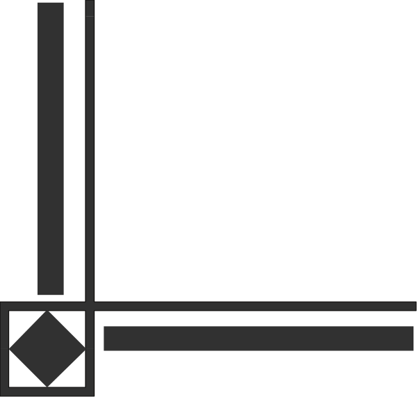 The black and white illustration shows a simple geometric design with lines forming rectangles that create an abstract pattern resembling a stylized frame within another larger rectangle on what appears to be a dark background.