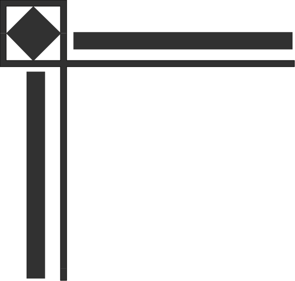 The black and white illustration shows a simple geometric design with lines forming rectangles that create an abstract pattern resembling architectural elements such as beams and columns within what appears to be a frame-like structure, possibly suggesting a window or doorway layout.