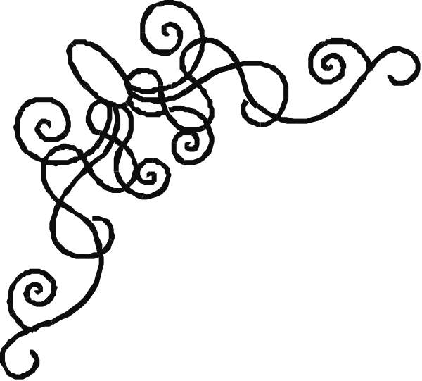 The black background features a white swirl design with an intricate pattern at its center that resembles abstract floral elements.