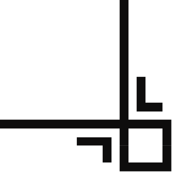 The image shows a black and white diagram with four squares arranged around an empty center square on what appears to be a grid background.