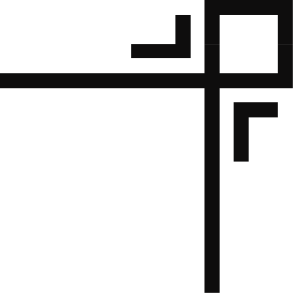 The image shows a black and white abstract design with geometric shapes forming an X pattern against a dark background.