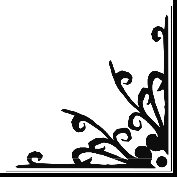 The black silhouette of a plant with swirling leaves against white background.