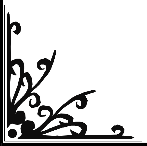 The black silhouette of a plant with swirling leaves against a white background.