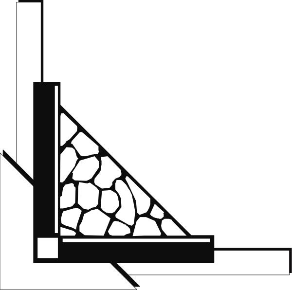 The black and white illustration shows a simple geometric design of an open book with pages that resemble brick walls on either side; there is no text present in this image.