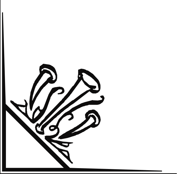The black and white illustration shows a hand holding three pencils with sharpened tips pointing upwards at an angle against a dark background; there is no text present in this image.