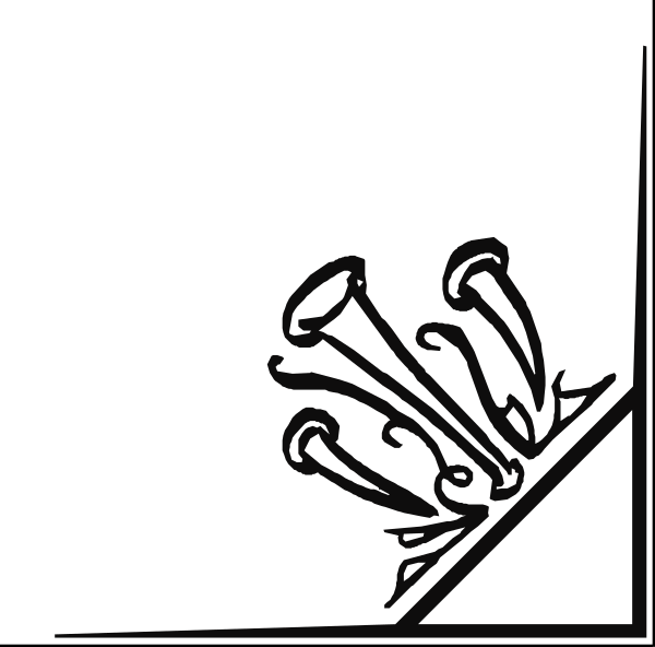 The black and white illustration shows a pair of scissors with their blades crossed over each other at an angle against a dark background.