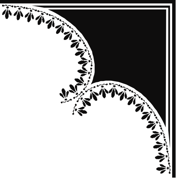 The black and white illustration shows a decorative border with two hearts intertwined at its center against an empty background.