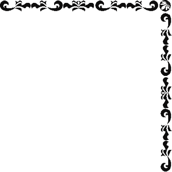The black background has a white border with an intricate design at each corner; there is no content within this frame.