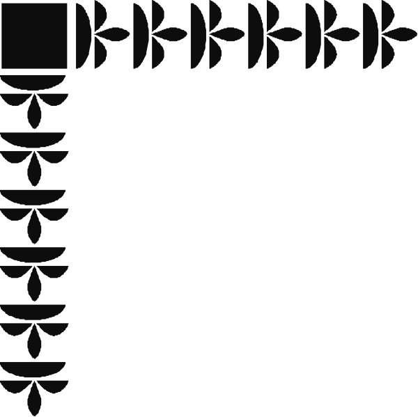 The black and white illustration shows a decorative border with symmetrical patterns on either side of an empty space that could be used for text or other content in between them.