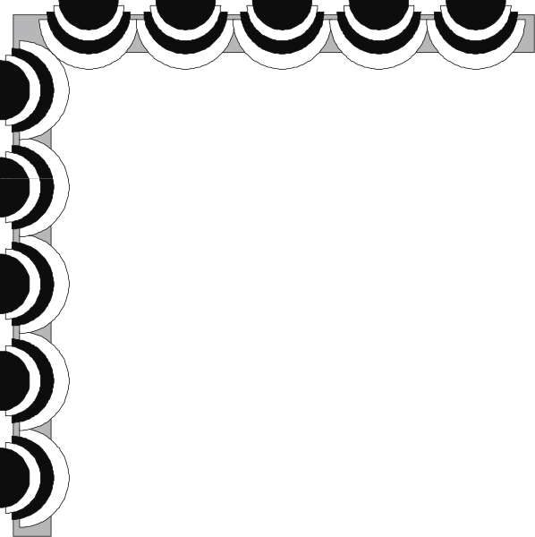The image shows a black square with white circles around it forming an abstract border design on top of what appears to be a plain background.