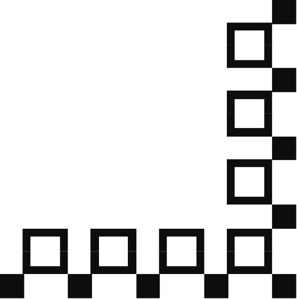 The image shows a black checkered background with white squares on it.