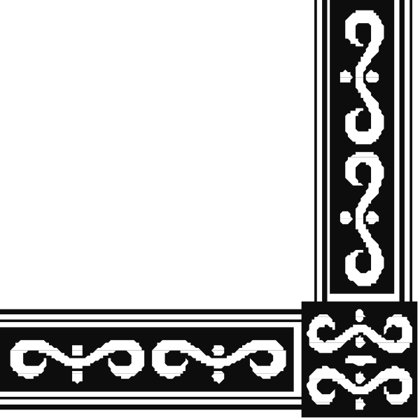 The image shows a black cross with white decorative elements on it against an indistinct background.