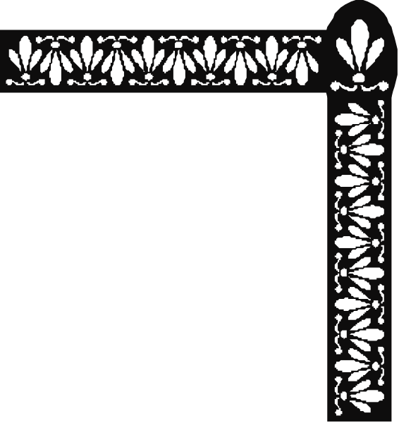 The black and white illustration shows a decorative border with intricate patterns on either side of an empty space that could be used for text or other content in between them.