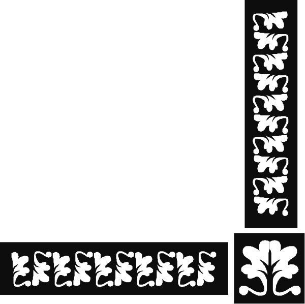 The black and white illustration shows a decorative border with floral patterns on either side of an empty space that could be used for text or other content in between them.