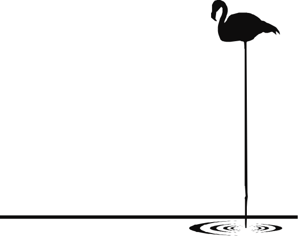 The black and white silhouette of a bird on top of an umbrella with raindrops falling around it in front of what appears to be a window at nighttime.