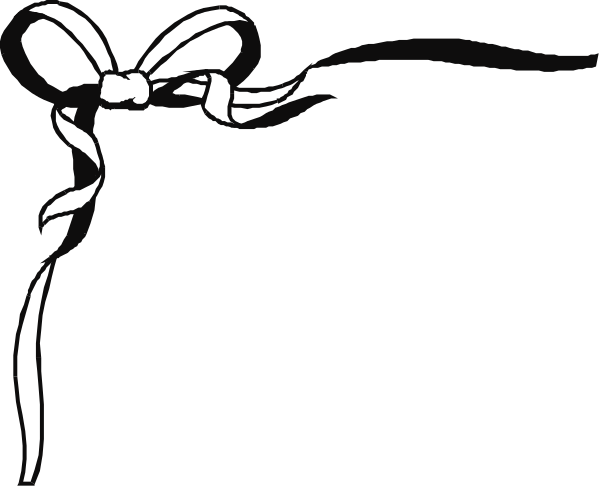 The black and white image shows a gift bow on top of an object that appears to be wrapped with wrapping paper; there is no text present in this clip-art illustration.