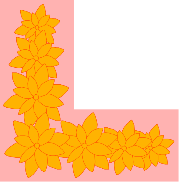 The image shows two separate illustrations of a flower arrangement with orange flowers against pink backgrounds; there is no text present in either part of this clip-art picture.