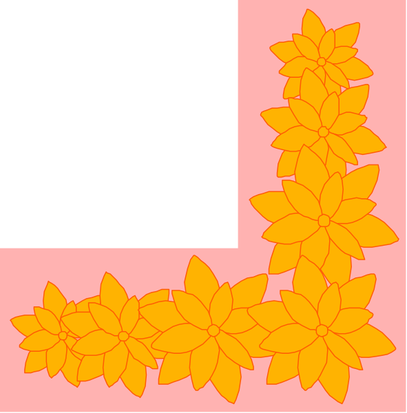 The image shows two pictures of a yellow flower with orange petals against different backgrounds: pink for the left picture and black for the right one.