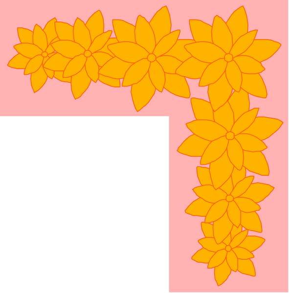 The image shows a pink background with two yellow flower designs on it; there is no text present within this clip-art piece.