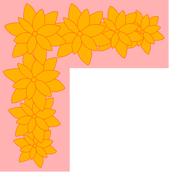 The image shows a pink background with two yellow flower designs on either side of what appears to be an empty space where text would typically go in between them; there is no visible content within this central area.