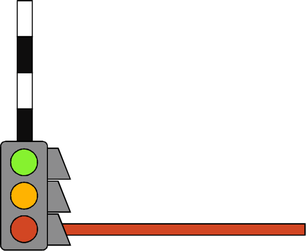 The image shows a traffic light with three lights: red on top left, yellow at bottom right, green centered below it all in black background.