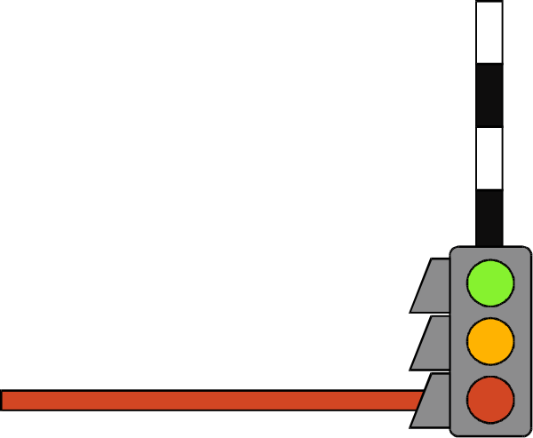 The image shows a traffic light with three lights: red on top left, yellow at bottom right, green above it.