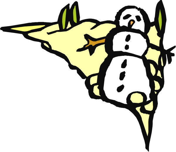 The image shows a cartoon of an animated snowman sitting on top of what appears to be sandy ground with grass around it in front of him.