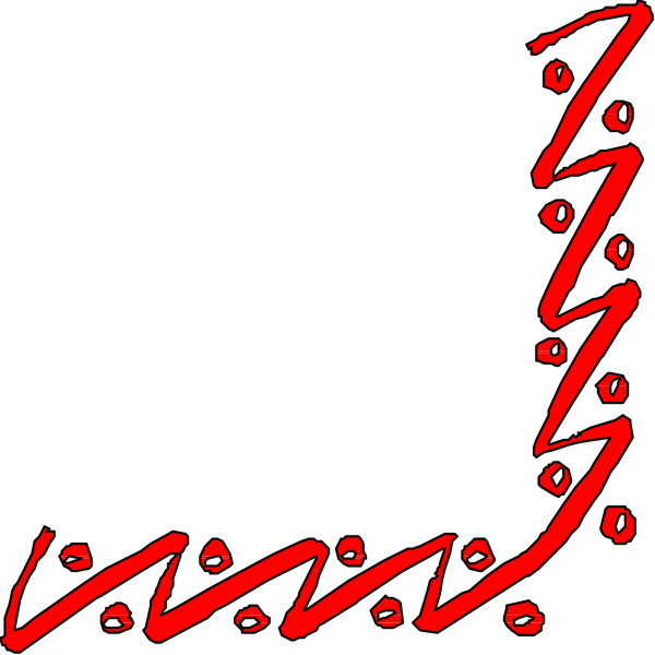 The image shows a red squiggly line with dots along its path on a black background.