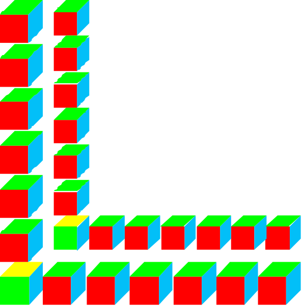 The image shows a black square with colorful blocks around it forming an abstract pattern that resembles a 3D structure on its sides; there is no text present in this clip-art piece.