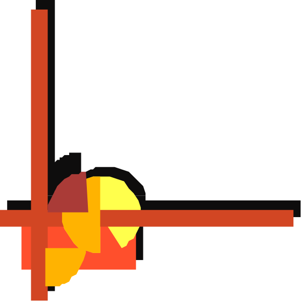 The image shows a simple red cross with an X through it on top of what appears to be a black background.