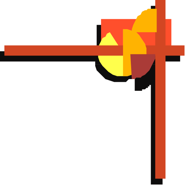 The image shows a simple graphic with two red lines forming an X shape against a black background; there is also what appears to be a small yellow circle on one of these lines near their intersection point.