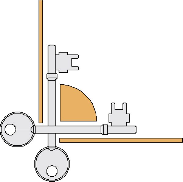 The black and white illustration shows a simple mechanical system with various parts such as gears, rods, wheels, pulleys, bearings, and possibly other components that could be part of an engine or machinery setup in a schematic representation without any text present within it.