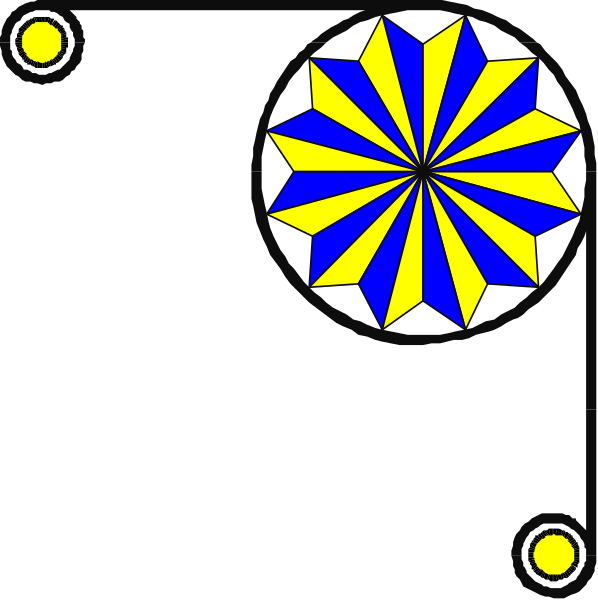 The image shows a blue circle with white dots inside it on top of what appears to be an orange background at nighttime in space.