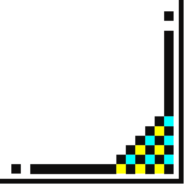 The image shows a black square with two yellow rectangles inside it on what appears to be an electronic device screen displaying some sort of graphical interface.