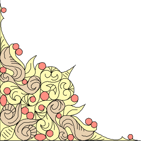 The image shows a black silhouette of an abstract design with intricate patterns resembling leaves on stems against a white background.