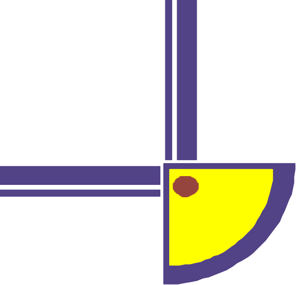 The image shows a simple line drawing of an abstract design with geometric shapes including rectangles and lines against a dark background.