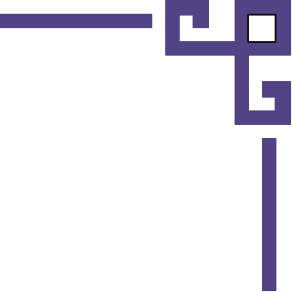 The image shows a simple black and white pixelated representation of an abstract design with geometric shapes forming what appears to be a stylized room layout featuring lines that create patterns on walls and flooring.