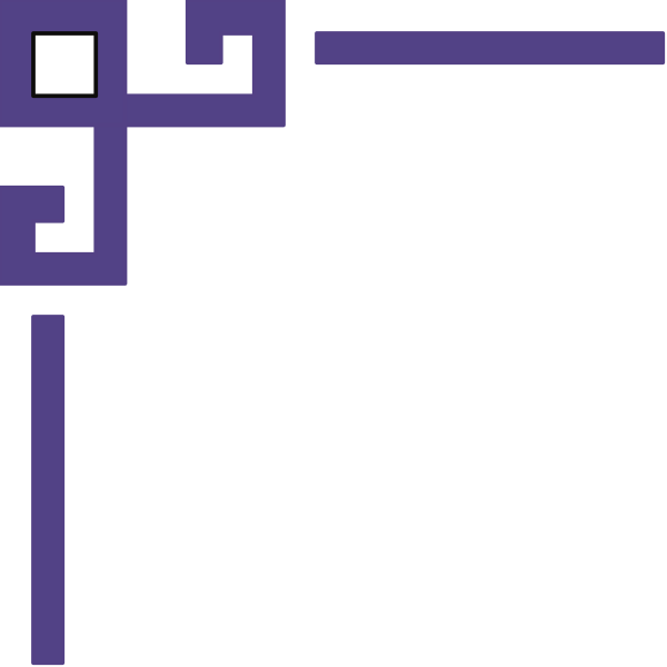 The image shows a simple black and white maze with walls forming an enclosed space on both sides of what appears to be a central corridor leading towards another section that is partially visible at one end.