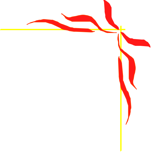 The image shows a black background with two red lines that resemble flames on either side of an empty space where there is no flame present in between them.