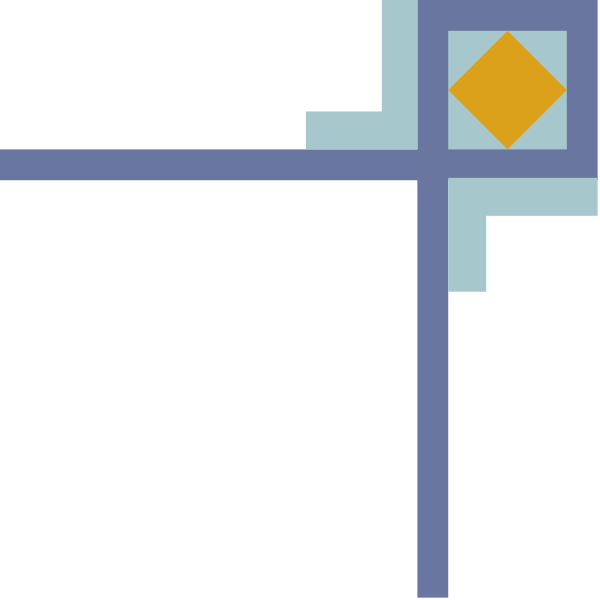 The image shows a simple pixelated representation of an abstract maze with walls forming corners at each intersection.