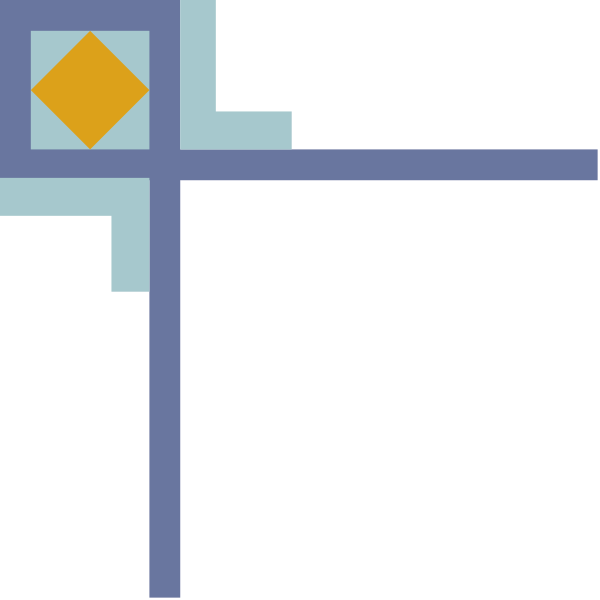 The image shows a simple pixelated representation of an abstract room with geometric shapes forming walls and flooring, featuring two yellow squares on opposite sides connected by what appears to be a black line that could represent doorways or pathways between rooms.
