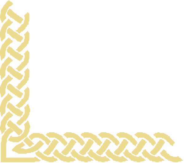 The image shows a black square with an intricate gold design resembling braided rope on its sides forming what appears to be a shield shape in the center of it.