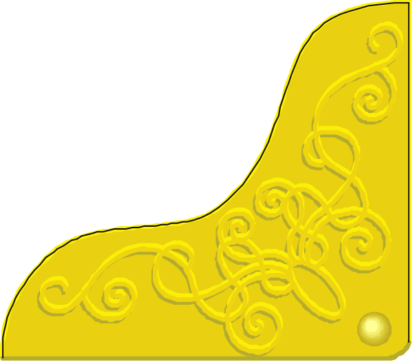 The image shows a yellow logo with an intricate design resembling a stylized letter 'L' on top of what appears to be a black background.