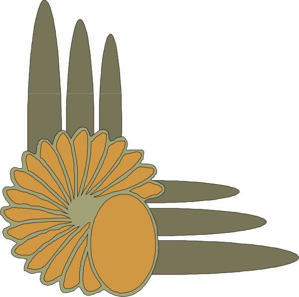 The image shows a black background with two stylized sunflowers on either side of an abstract design that resembles a flower in bloom at its center.